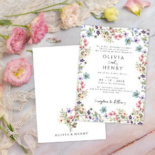 Colorful Wildflowers Rustic Garden Spring Wedding Invitation