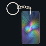 Colorful With Blue Modern Abstract Fractal Art Keychain<br><div class="desc">Fractal art for the senses.
Design for your rectangle keychain and more.</div>