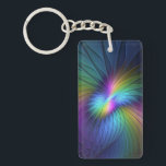 Colorful With Blue Modern Abstract Fractal Art Keychain<br><div class="desc">Fractal art for the senses.
Design for your rectangle keychain and more.</div>