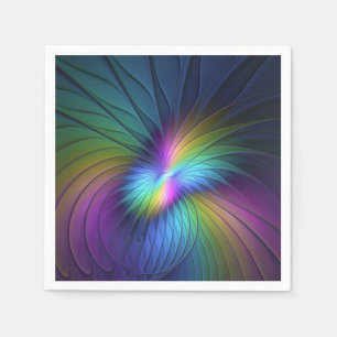 Colorful With Blue Modern Abstract Fractal Art Napkin
