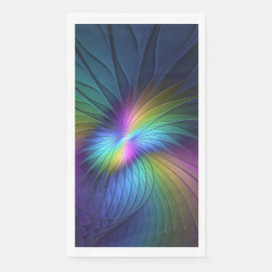 Colorful With Blue Modern Abstract Fractal Art Napkin