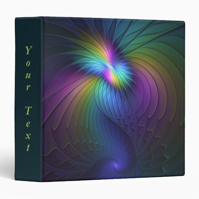 Colorful With Blue Modern Abstract Fractal Text Binder (Front/Spine)
