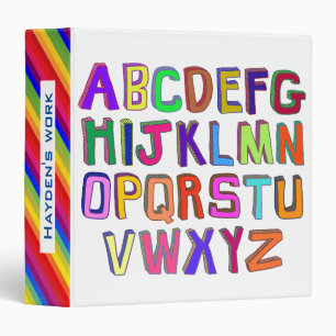 Colorful Wonky Alphabet Letters Personalised Kids Binder