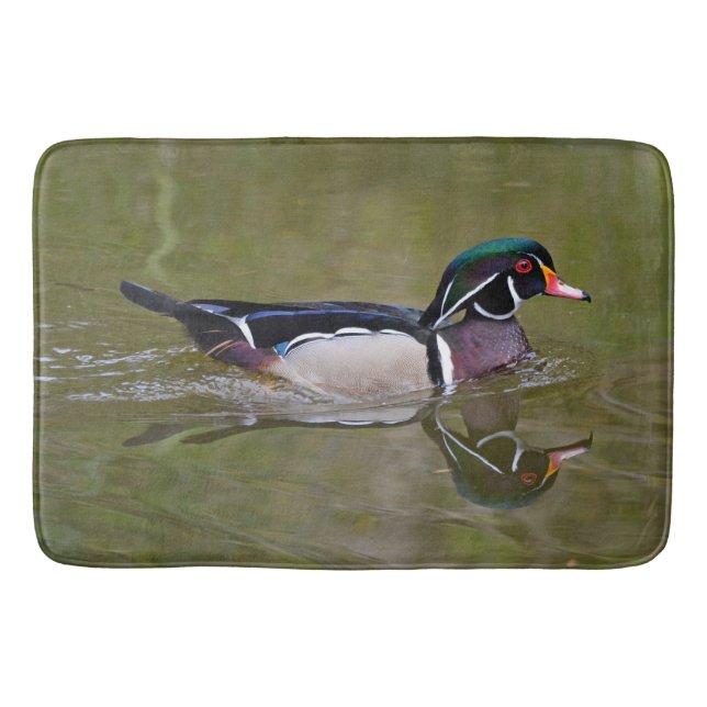 Colorful wood duck bath mat (Front)