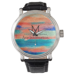 Colorful Wood Grain Monogram Watch