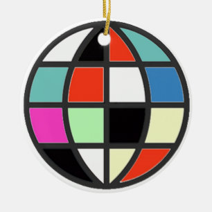 colorful world globe ceramic ornament