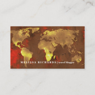 Colorful World Map Travel  Blog Business Card