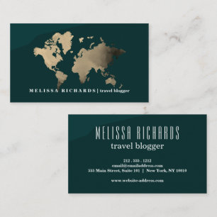 Colorful World Map Travel Blog Business Card