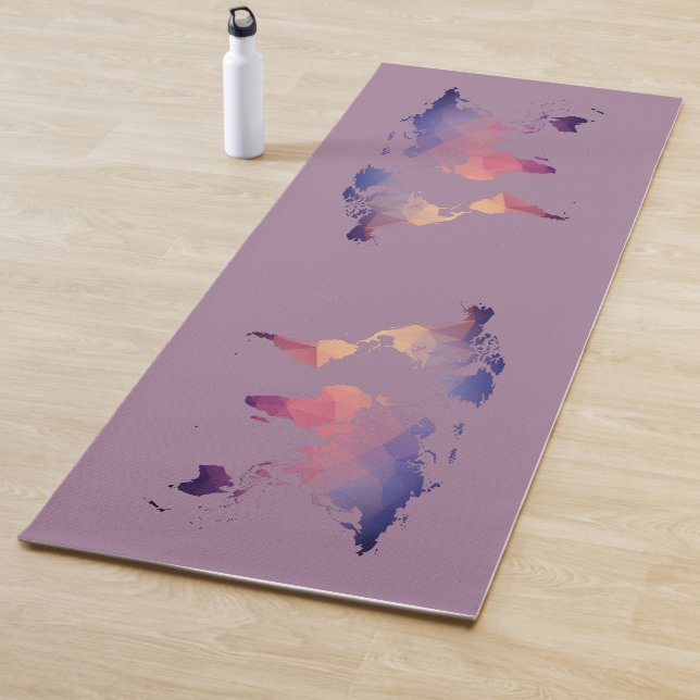 Colorful world map with triangular patterns yoga mat (In Situ)