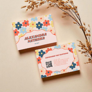Colorful Y2K Flower Handmade Clothing Business Card