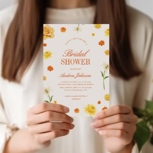 Colorful Yellow Orange Floral Spring Bridal Shower Invitation