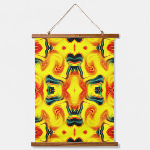 Colorful Yellow Orange Green Swirls Abstract Hanging Tapestry