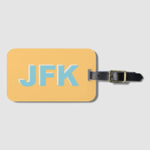 Colorful Yellow Shadow Modern Monogram Initial Luggage Tag