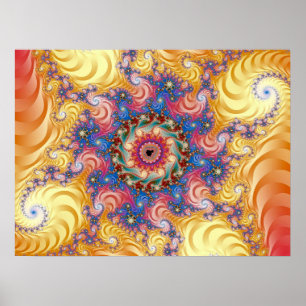 Colorful Yellow Spirals Mandelbrot Poster