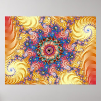 Colorful Yellow Spirals Mandelbrot Poster