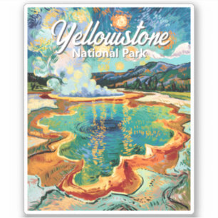 Colorful Yellowstone National Park Van Gogh Retro