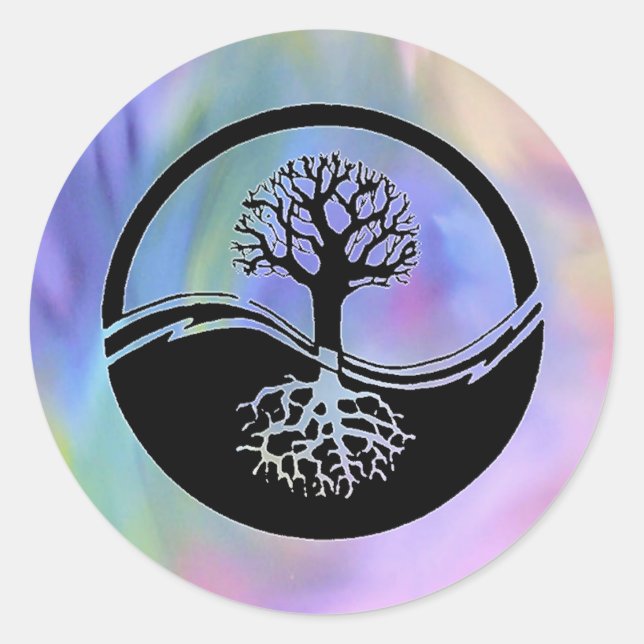 Colorful yin and yang design classic round sticker (Front)