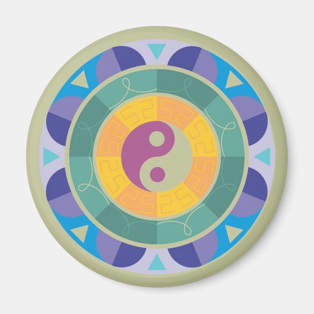 Colorful Yin Yang Pattern Magnet (Front)