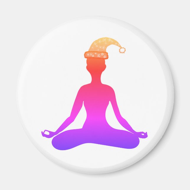 Colorful Yoga New Year Hat Magnet (Front)