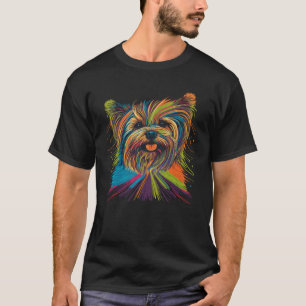 Colorful Yorkshire Terrier Yorkie Watercolor Pop T T-Shirt