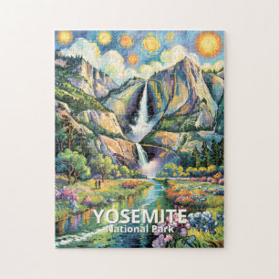 Colorful Yosemite Spring Waterfall Hiking Trail Jigsaw Puzzle