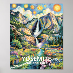 Colorful Yosemite Spring Waterfall Hiking Trail Poster