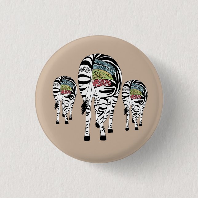 colorful zebras 1 inch round button (Front)