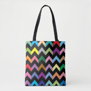 Colorful zigzag pattern tote bag