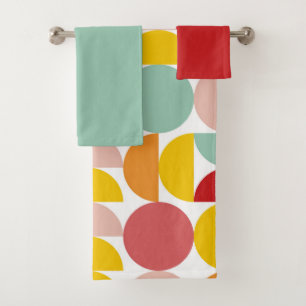 Colorfull Abstract Geometric Circle Bauhaus Bath Towel Set