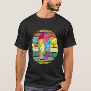 Colorfull Cow Vintage Cow  Farmer Farm Animal T-Shirt