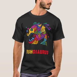 Colorfull Fishosaurus Monster Fish Dino Art Menwom T-Shirt