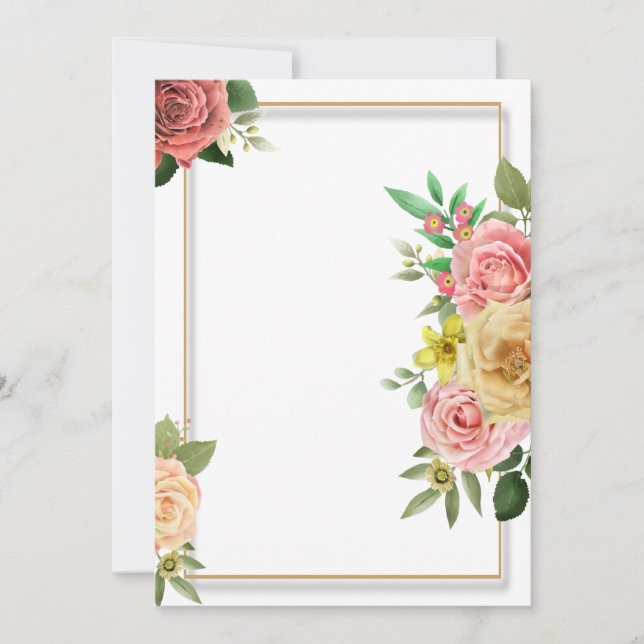 Colorfull floral wedding invitation template (Front)