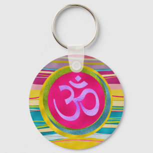 Colorfull Glitter OM symbol Keychain