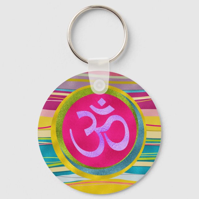 Colorfull Glitter OM symbol Keychain (Front)