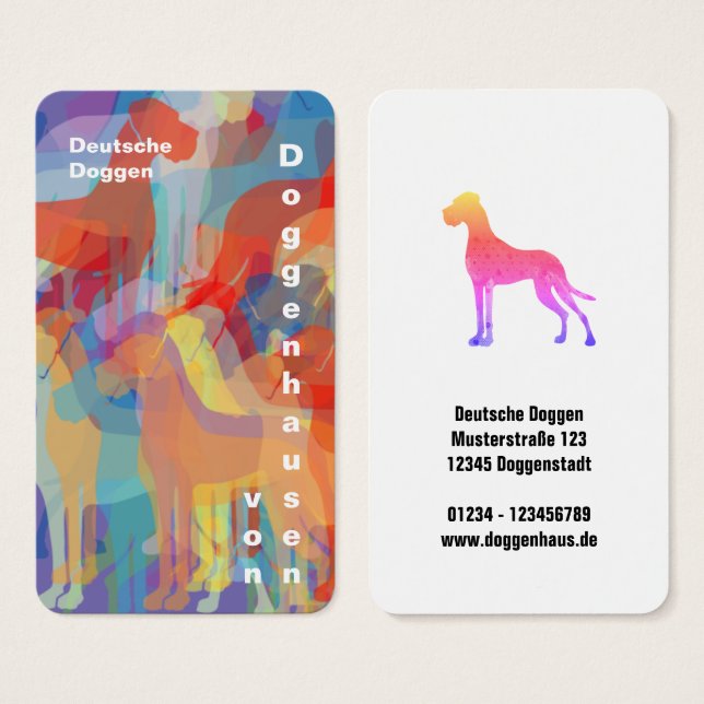 Colorfull Great Dane Kennel Cartes de visite (Devant & derrière)