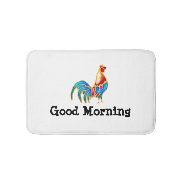 colorfull Rooster good morning Bath Mat (Front)