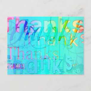 Colorfull Typography Thanks Blue Harmony Postcard