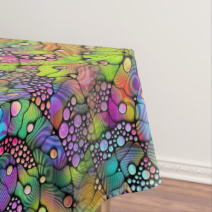 Colorfully Dots Spirals Hand Painting 1 Tablecloth