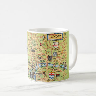 Colorfully Illustrated Map of London England Coffee Mug