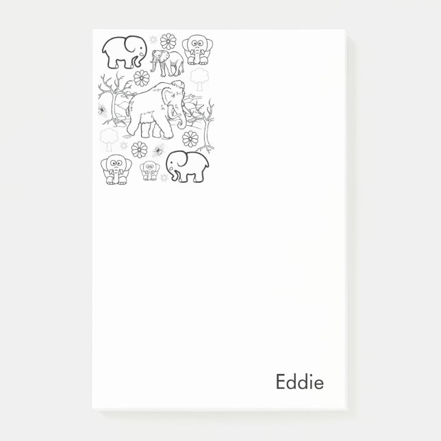 Coloriage Éléphants Post-it Notes (Devant)