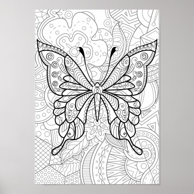 Coloriage papillon Abstrait Poster (Devant)