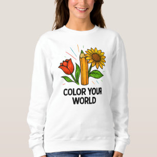 Coloriage Sweatshirt de livre - Flower Art Lovers