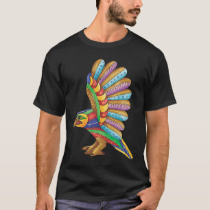Colorida aguila mexicana volando estilo alebrijes  T-Shirt