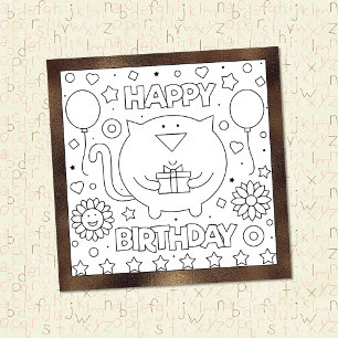 Colorie-moi, Joyeux Anniversaire Chat Carte d'ac