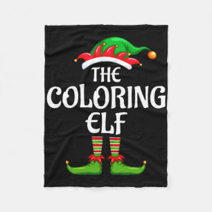 Coloring Elf Matching Family Group Christmas Party Fleece Blanket