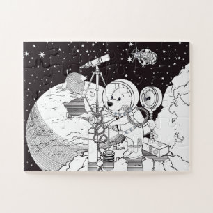 Coloring space with an astronaut puppy jigsaw puzzle