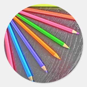 Coloris crayon brillant idée autocollants