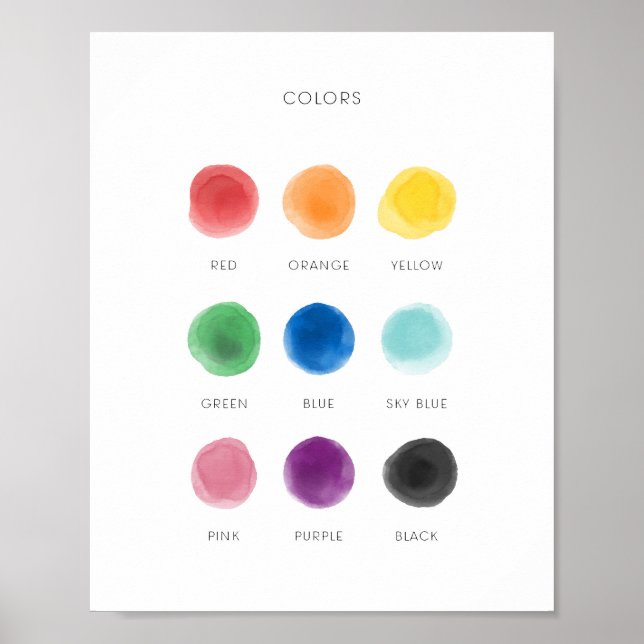 Coloris d'apprentissage coloré affiche éducative (Devant)
