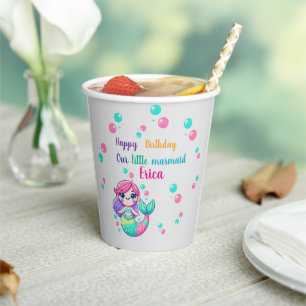 Colorized Mermaid Theme Paper Cups for