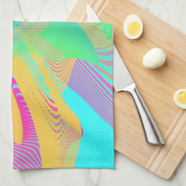 COLORS FLUO - Fractal Art - Kitchen Towel (Quarter Fold)
